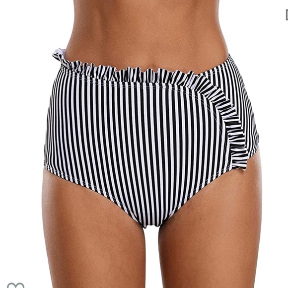 Boutique Other - Retro Black Stripe High Waisted Bikini Bottoms